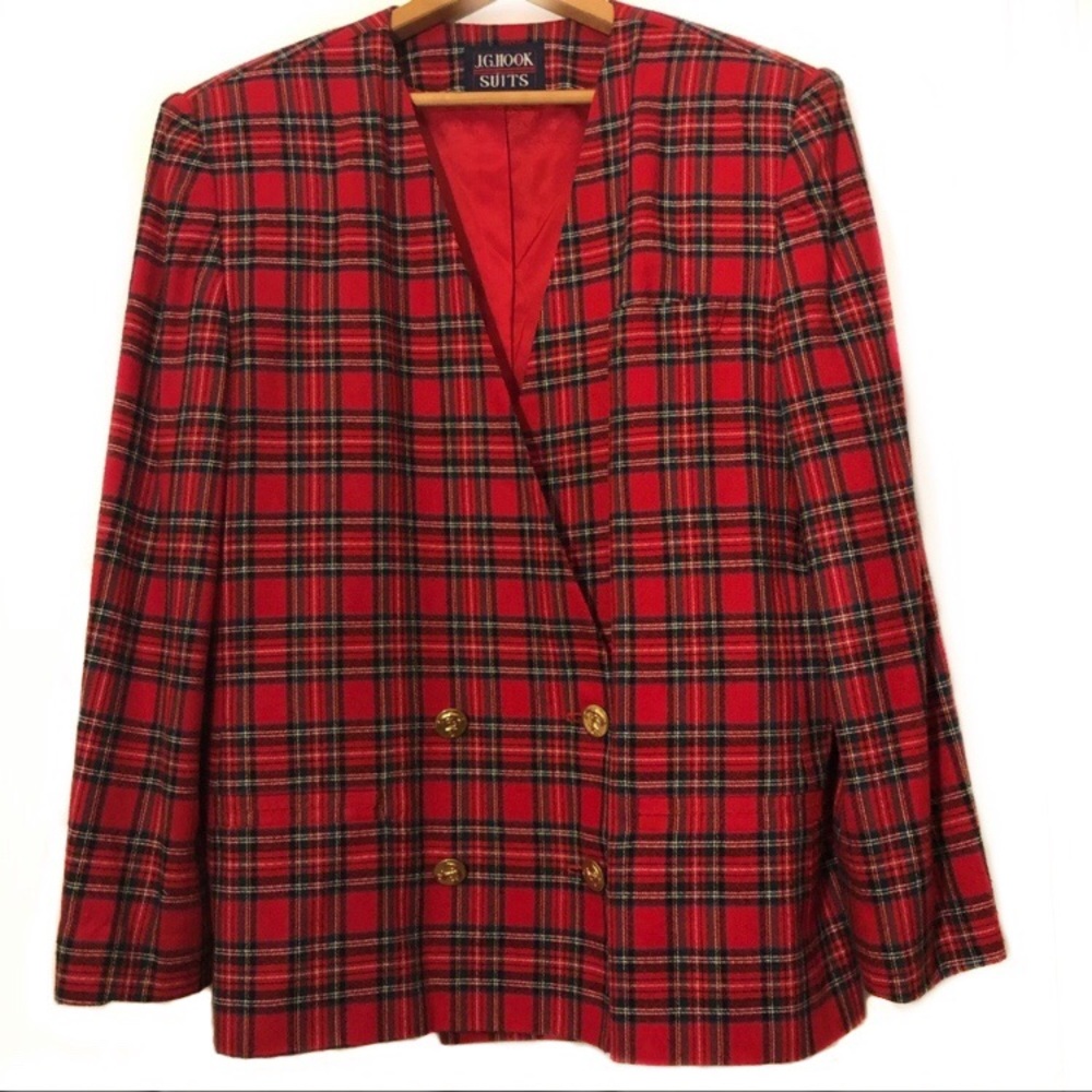 Vintage Tailored Blazer Clueless Red Plaid